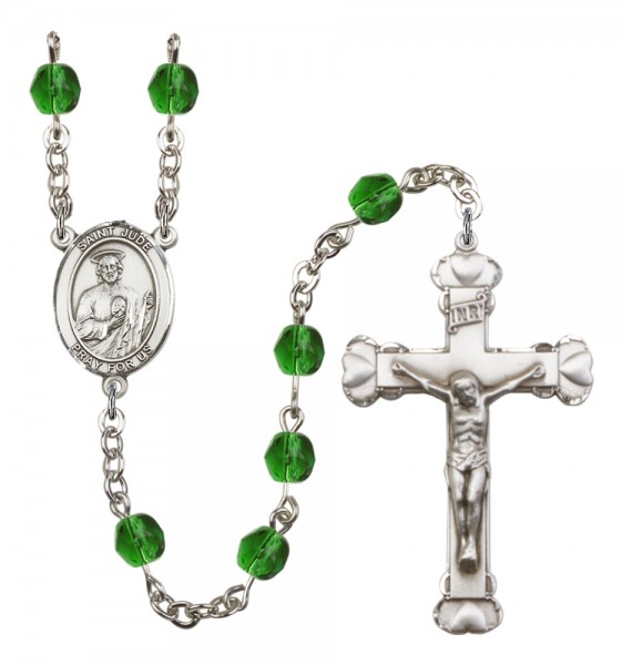 Women's St. Jude Thaddeus Birthstone Rosary - Emerald Green