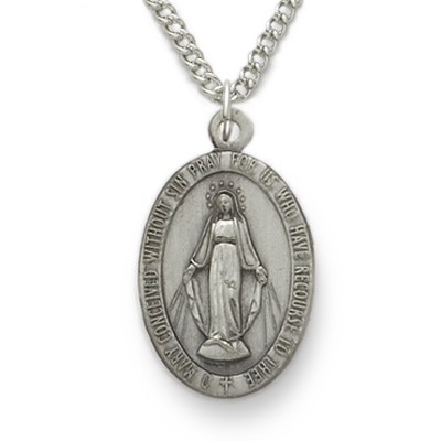 Women's Sterling Silver Miraculous Medal   - Silver