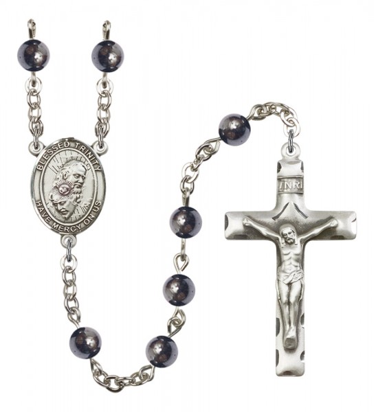 Men's Blessed Trinity Silver Plated Rosary - Gray