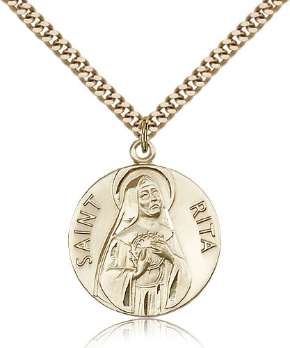 Round St. Rita of Cascia Medal - 14KT Gold Filled
