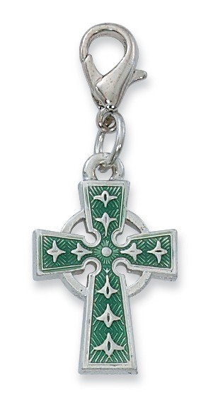 Enamel Celtic Cross Clip Charm - Silver