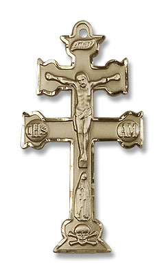 Caravaca Crucifix Pendant - 14K Solid Gold