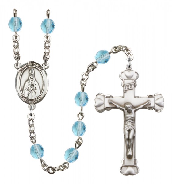 Women's St. Blaise Birthstone Rosary - Aqua