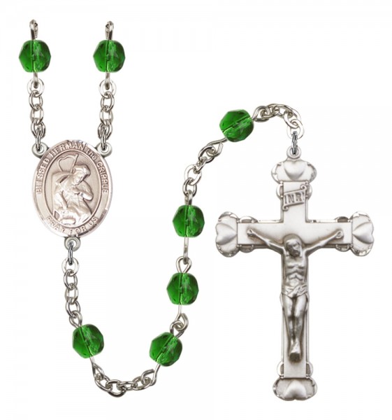 Women's Blessed Herman the Cripple Birthstone Rosary - Emerald Green