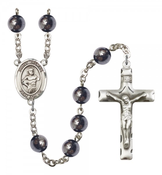 Men's St. Dismas Silver Plated Rosary - Silver