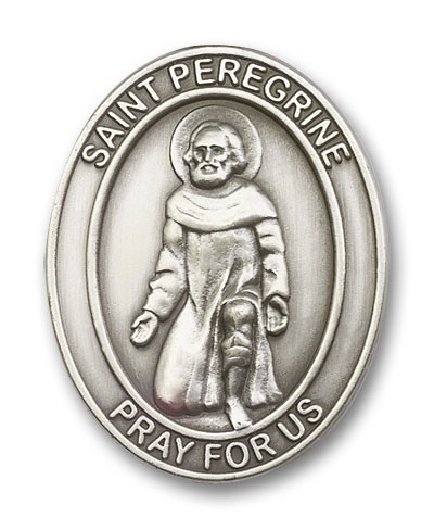 St. Peregrine Visor Clip - Antique Silver
