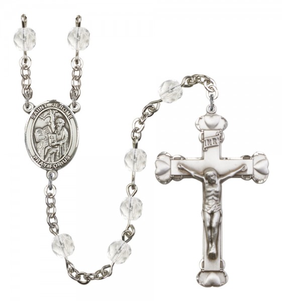 Women's St. Jerome Birthstone Rosary - Crystal