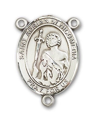 St. Adrian of Nicomedia Rosary Centerpiece Sterling Silver or Pewter - Sterling Silver
