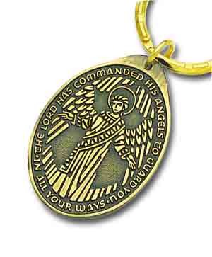 Oval Guardian Angel Key Ring - Bronze
