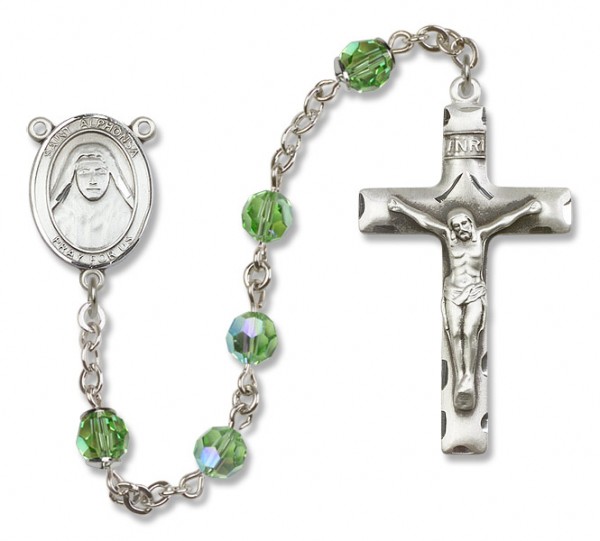 St. Alphonsa Sterling Silver Heirloom Rosary Squared Crucifix - Peridot