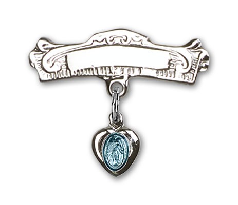 Sterling Silver Engravable Baby Pin with Blue Enamel Miraculous Charm - Sterling Silver | Blue Enamel