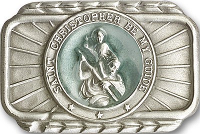 St. Christopher Visor Clip - Blue | Silver