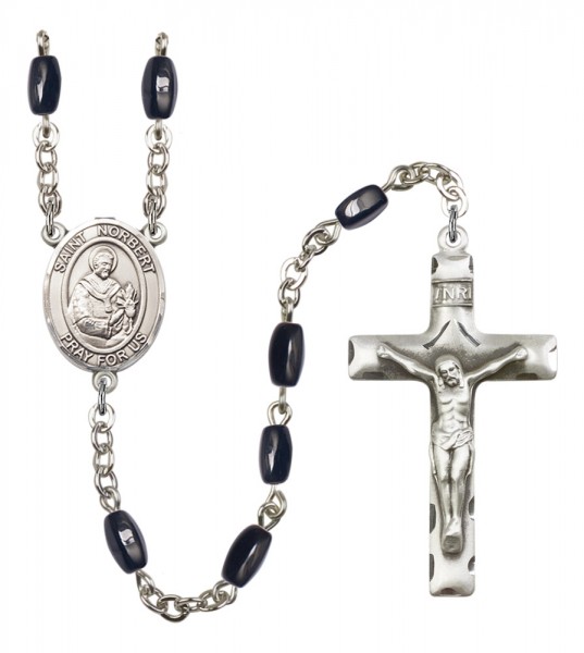 Men's St. Norbert of Xanten Silver Plated Rosary - Black | Silver