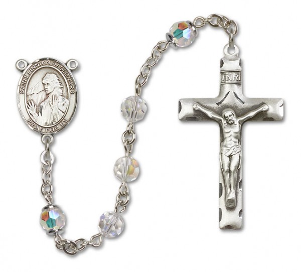 St. Finnian of Clonard Sterling Silver Heirloom Rosary Squared Crucifix - Crystal