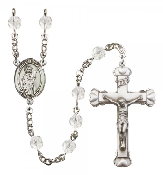 Women's St. Grace Birthstone Rosary - Crystal