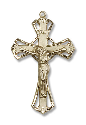 Women's Open-Cut Crucifix Pendant - 14K Solid Gold