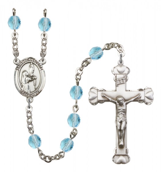 Women's St. Bernadette Birthstone Rosary - Aqua