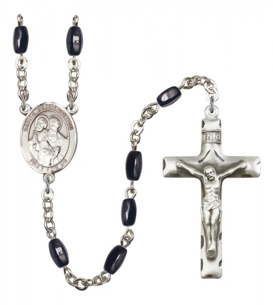Men's Sts. Peter &amp; Paul Silver Plated Rosary - Black | Silver
