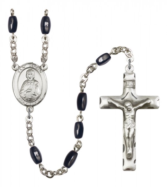 Men's St. Gerald Silver Plated Rosary - Black | Silver