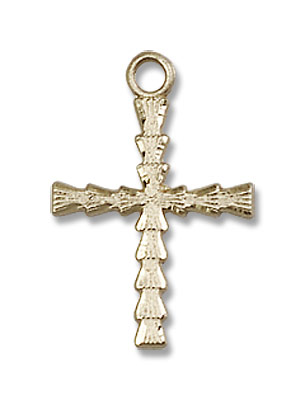Women's Fluted Crossbar Cross Necklace - 14K Solid Gold