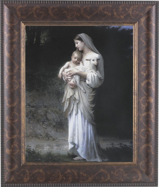 Madonna and Child with Baby Lamb 8x10 Framed Print Under Glass - #124 Frame