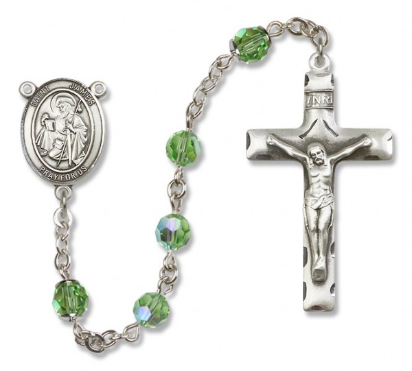 St. James the Greater  Sterling Silver Heirloom Rosary Squared Crucifix - Peridot