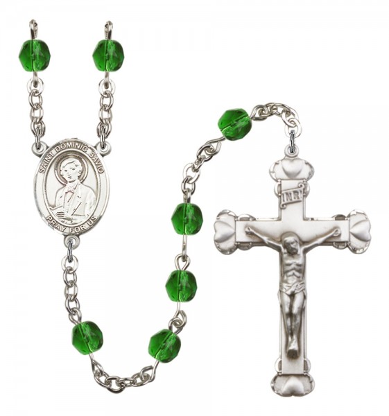 Women's St. Dominic Savio Birthstone Rosary - Emerald Green