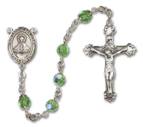 Our Lady of San Juan Sterling Silver Heirloom Rosary Fancy Crucifix - Peridot