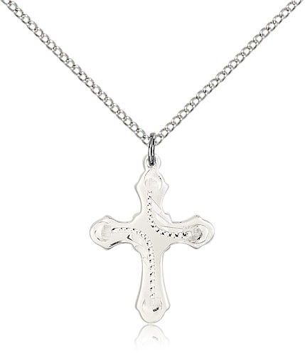 Dotted Etched Women's Cross Pendant - Sterling Silver