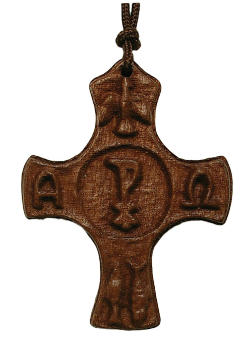 5-Way Wood Symbols Cross Pendant - Brown