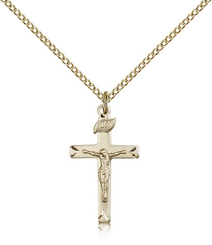 Small Shadowed Corpus Crucifix Pendant - 14KT Gold Filled