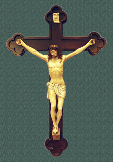 Byzantine Wood Crucifix with Alabaster Corpus - Multi-Color