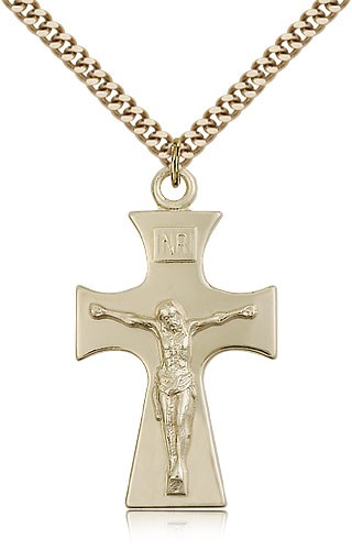 Contemporary Celtic Crucifix Pendant - 14KT Gold Filled