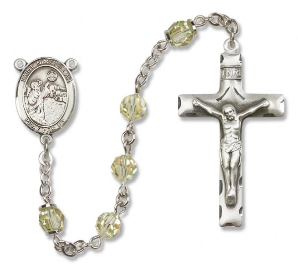 St. Nimatullah Sterling Silver Heirloom Rosary Squared Crucifix - Zircon