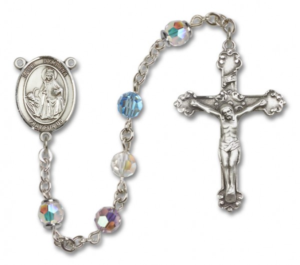 St. Dymphna Sterling Silver Heirloom Rosary Fancy Crucifix - Multi-Color