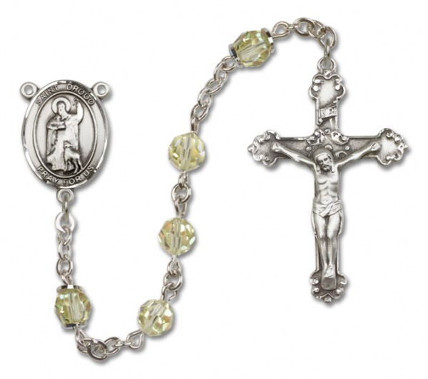 St. Drogo Sterling Silver Heirloom Rosary Fancy Crucifix - Jonquil
