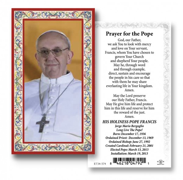 Pope Francis Prayer Cards Gold Stamped Set of 100 - Full Color