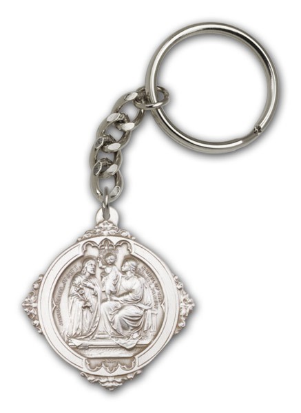 Holy Family Keychain - Antique Silver