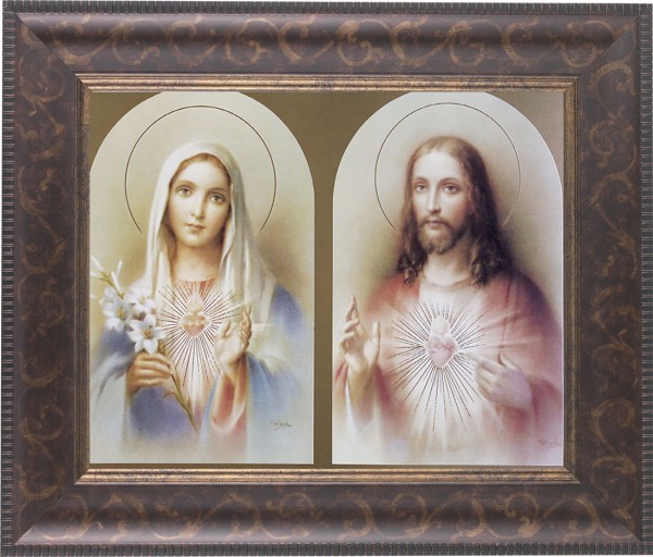 Immaculate Heart and Sacred Heart 8x10 Framed Print Under Glass - #124 Frame