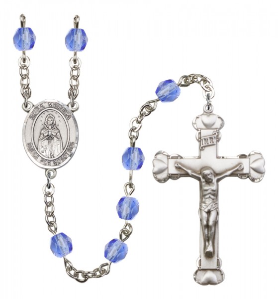 Women's Our Lady Rosa Mystica Birthstone Rosary - Sapphire