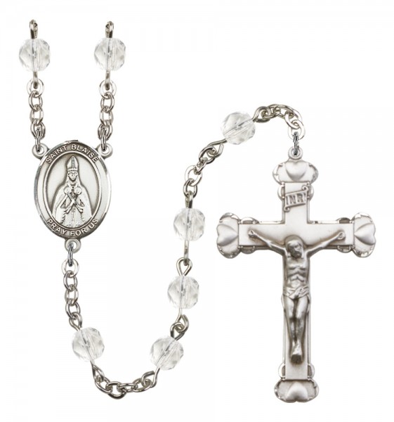 Women's St. Blaise Birthstone Rosary - Crystal