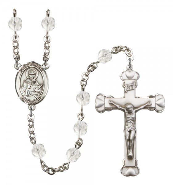 Women's St. Isidore of Seville Birthstone Rosary - Crystal