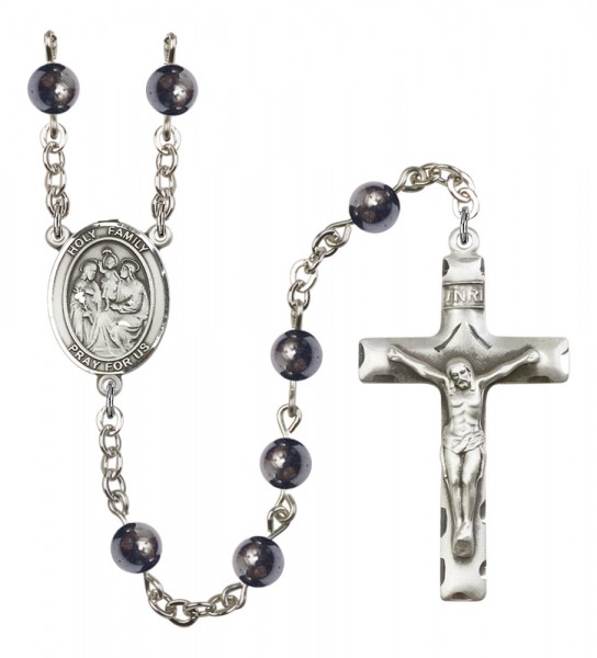 Men's Holy Family Silver Plated Rosary - Gray