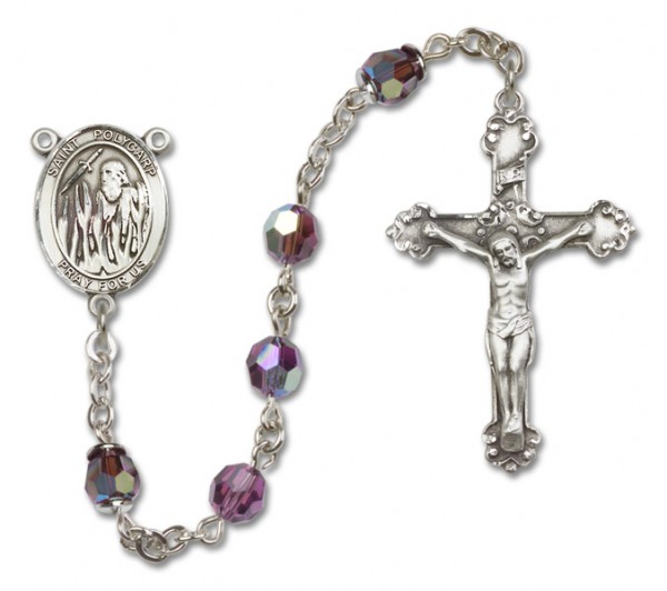 St. Polycarp of Smyrna Sterling Silver Heirloom Rosary Fancy Crucifix - Amethyst