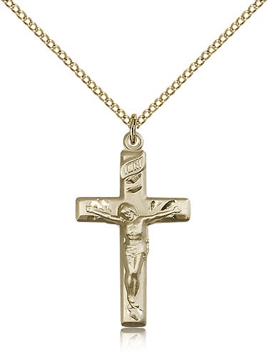 Women's Small Traditional Crucifix Necklace - 14KT Gold Filled