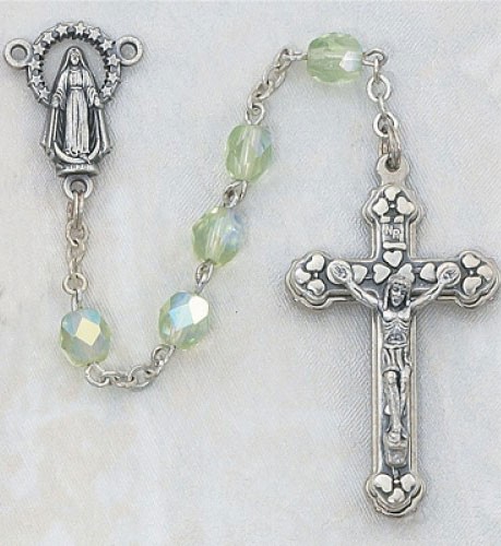 August Birthstone Rosary (Peridot) - Silver Oxidized - Peridot