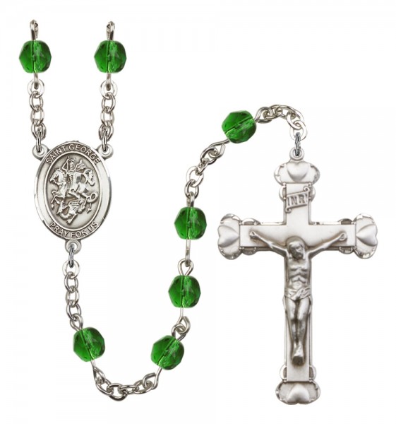 Women's St. George Birthstone Rosary - Emerald Green