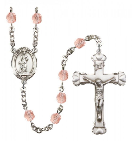 Women's St. Barbara Birthstone Rosary - Pink