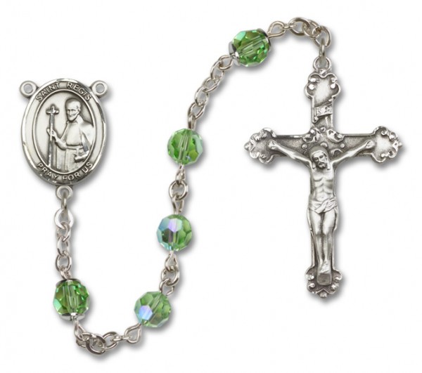 St. Regis Sterling Silver Heirloom Rosary Fancy Crucifix - Peridot