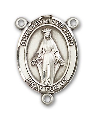 Our Lady of Lebanon Rosary Centerpiece Sterling Silver or Pewter - Sterling Silver